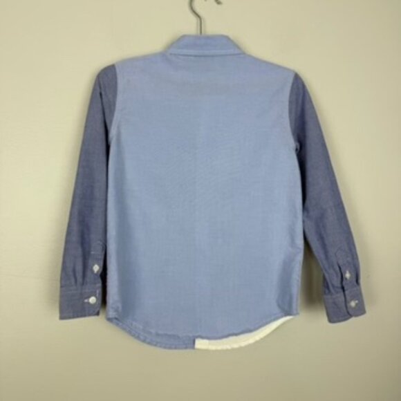 Janie and Jack Boys Button Down Shirt Colorblock Sz 5 Long Sleeve Collared Blue - Picture 5 of 9